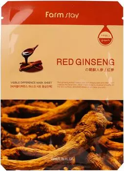 Маска для лица FarmStay тканевая с экстрактом красного женьшеня 23мл