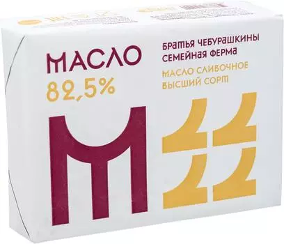 Масло сладко-сливочное Братья Чебурашкины Традиционное 82.5% 200г