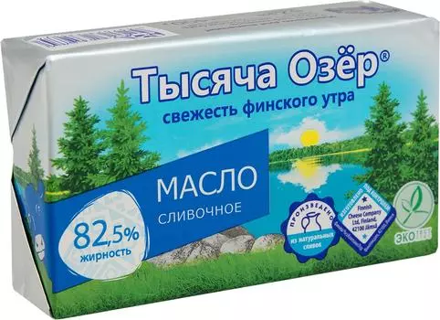 Масло сладко-сливочное Тысяча Озер 82.5% 400г