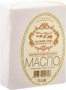 Масло сливочное Хозяйство Васильевой А.В. Крестьянское 72.5% 180г