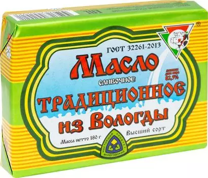 Масло сливочное Из Вологды Традиционное 82.5% 180г