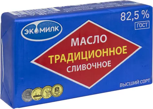 Масло сливочное Экомилк Традиционное 82.5% 180г