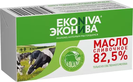 Масло сливочное ЭкоНива 82.5% 180г. Доставим до двери!