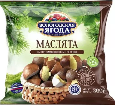 Маслята Кружево Вкуса резаные быстрозамороженные 300г