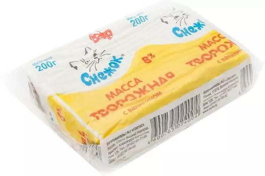 Масса творожная Снежок с ванилином 8% 200г