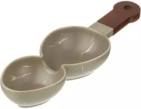 Менажница Lefard Золотой мрамор с деревянной ручкой серая