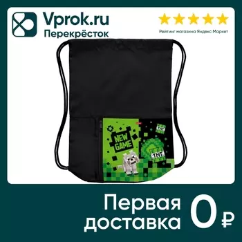 Мешок для сменной обуви Hatber Моя Игра Пиксель 2 отделения 34*41см