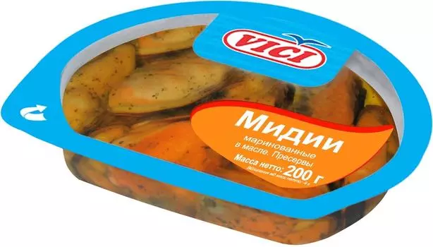 Мидии Vici чилийские мясо отварные маринованные в масле 200г