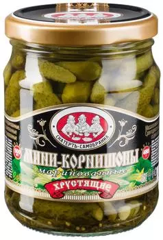 Мини-корнишоны Скатерть-самобранка маринованные хрустящие 500мл
