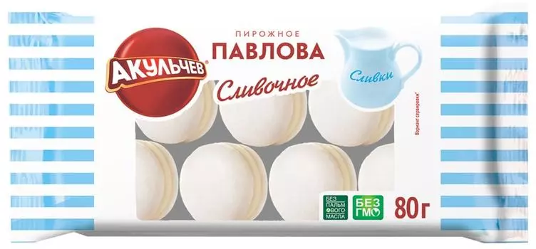 Мини-пирожное Акульчев Павлова Сливочное 80г