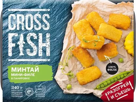 Минтай Cross Fish мини-филе в панировке 240гс доставкой!