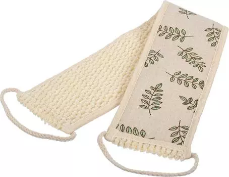 Мочалка Банные Штучки лента с принтом Листья 10*60см