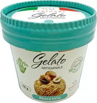 Мороженое Farinari Gelato Сливочное Лесной орех 8-11% 100г