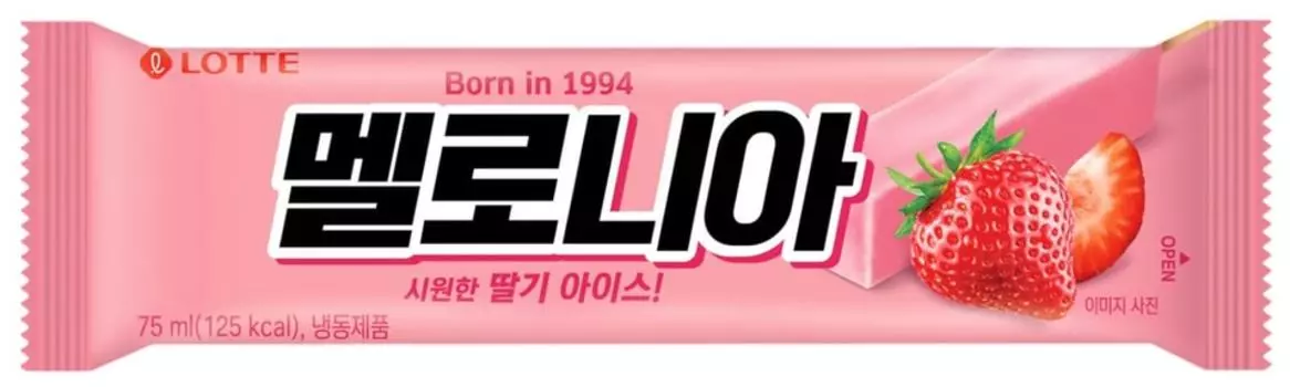 Мороженое Lotte Мелония Двойная Клубника эскимо 1.6% 75г