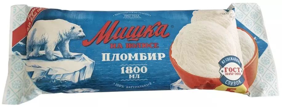 Мороженое Мишка на Полюсе Пломбир 900г