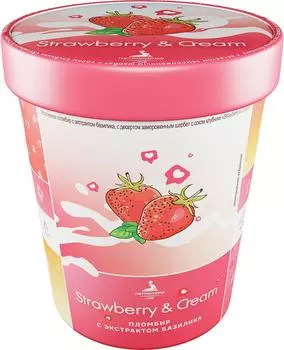 Мороженое Петрохолод Пломбир Strawberry &amp; Cream 350г