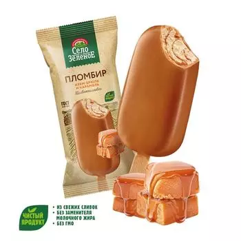 Мороженое Село Зеленое пломбир Крем-брюле и карамель 15% 80г