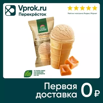 Мороженое Село Зеленое Пломбир Крем-брюле в вафельном стаканчике 15% 90г