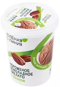 Мороженое Зеленая линия молочное Шоколадное Джелато с пеканом 6% 300г