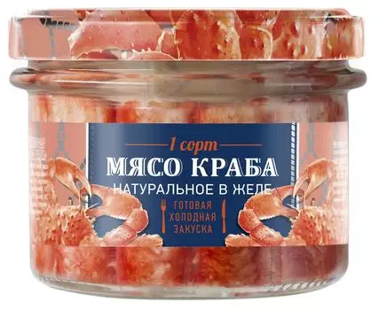 Мясо краба Путина натуральное в желе 200гс доставкой!