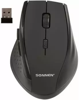 Мышь беспроводная Sonnen WM-2241 бесшумная с аккумулятором 5 кнопок+1 колесо-кнопка черная