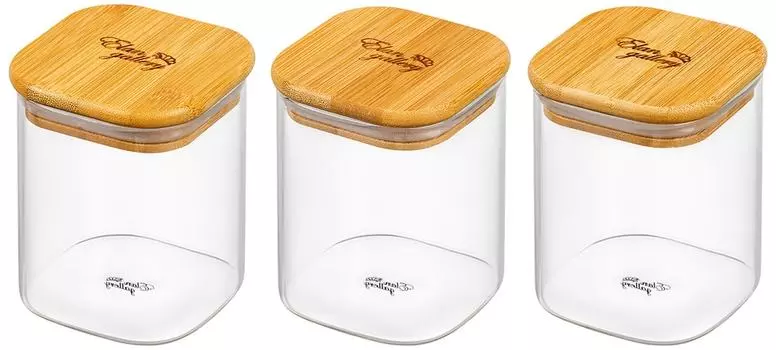 Набор банок Elan Gallery Crystal glass для хранения 3шт*450мл