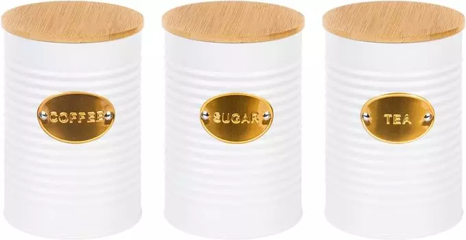 Набор банок Elan Gallery для сыпучих продуктов белый 900мл*3шт