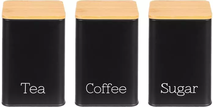 Набор банок Elan Gallery для сыпучих продуктов черный 1.1л*3шт