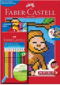 Набор для рисования Faber-Castell Grip карандаши 12 цветов + книга-раскраска Pixel