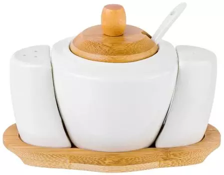 Набор для специй Elan Gallery Айсберг Сахарница с ложкой 300мл + Солонка + Перечница