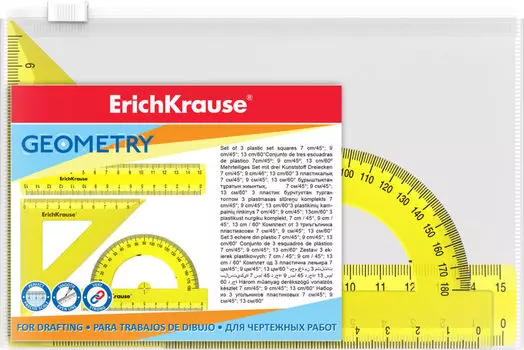 Набор геометрический малый Erich Krause Neon желтый