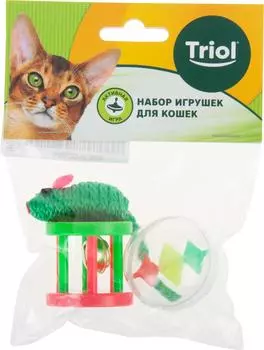 Набор игрушек для кошек Triol Мяч мышка и барабан D4.5см|5см|4см