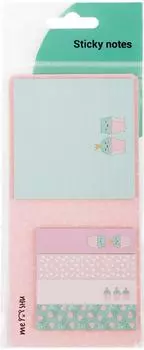Набор канцелярии Meshu Sweet mono Catcus Флажки-закладки 60*15мм + Самоклеящиеся блоки 74*74мм 25л