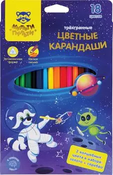 Набор карандашей Мульти-Пульти Енот в космосе 18 цветов