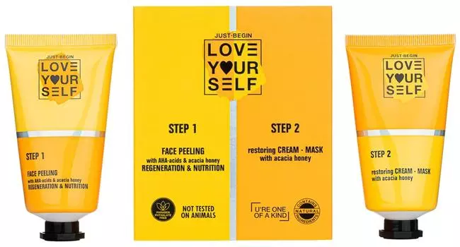 Набор косметический Love Yourslef Пилинг с AHA-кислотами и медом акации 50мл + Крем-маска Мед акации 50мл