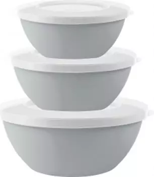 Набор мисок Plast Team Helsinki с крышками пепельный жемчуг 3л+2л+1л 3шт