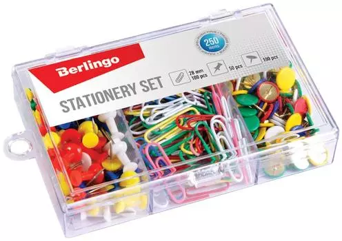 Набор офисных принадлежностей Berlingo Скрепки + Кнопки 250шт
