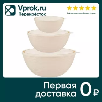 Набор салатников Sugar&Spice Cardamom с крышками шампань 3шт