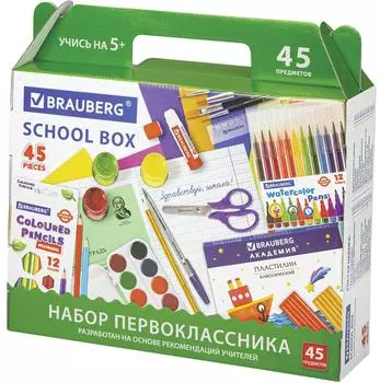 Набор школьных принадлежностей Brauberg Первоклассник 45 предметов