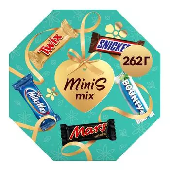Набор шоколадных конфет Minis Mix Snickers Milky Way Mars Bounty Twix 262г