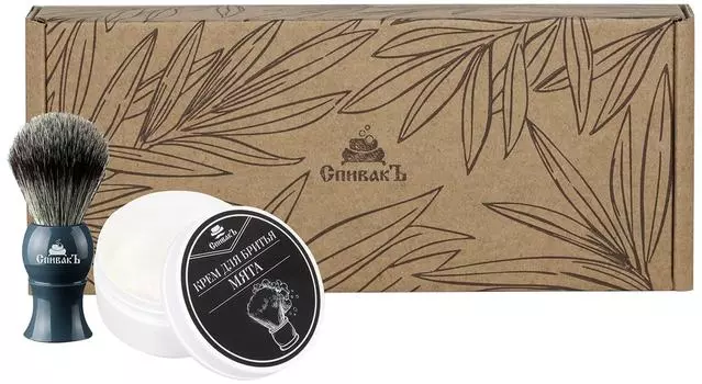 Набор СпивакЪ №1 для бритья Мята Крем для бритья + Помазок