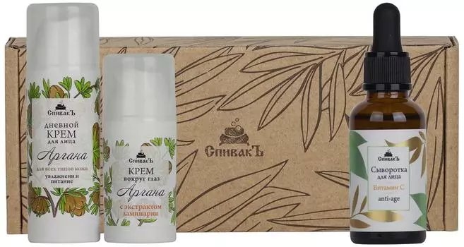 Набор СпивакЪ №3 Основной уход Аргана Крем для лица + Крем вокруг глаз + Сывортка для лица