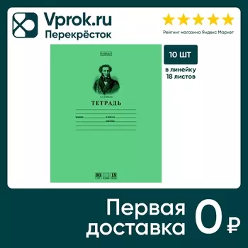 Набор тетрадей Hatber Premium Пушкин А.С. А5 линия 18л 10шт