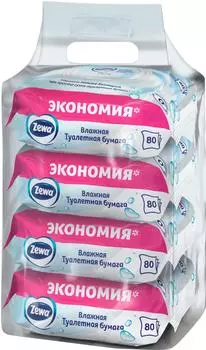 Набор туалетной бумаги Zewa Пьюр Мультипак влажная 80листов*4шт