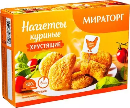 Наггетсы куриные Мираторг Хрустящие 300гс доставкой!