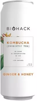 Напиток чайный гриб Bio Hack Комбуча имбирь и мед 330мл