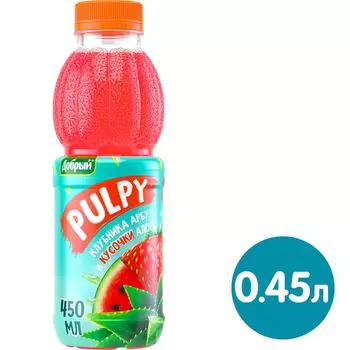 Напиток сокосодержащий Добрый Pulpy Клубника Арбуз и кусочки алоэ 450мл