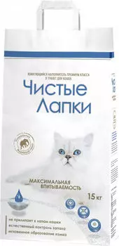 Наполнитель для кошачьего туалета Чистые лапки комкующийся 15кг