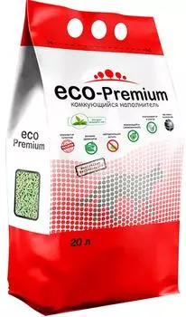 Наполнитель для кошачьего туалета ECO Premium Зеленый чай древесный комкующийся 20л