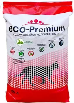 Наполнитель для кошачьего туалета ECO Premium Зеленый чай древесный комкующийся 55л